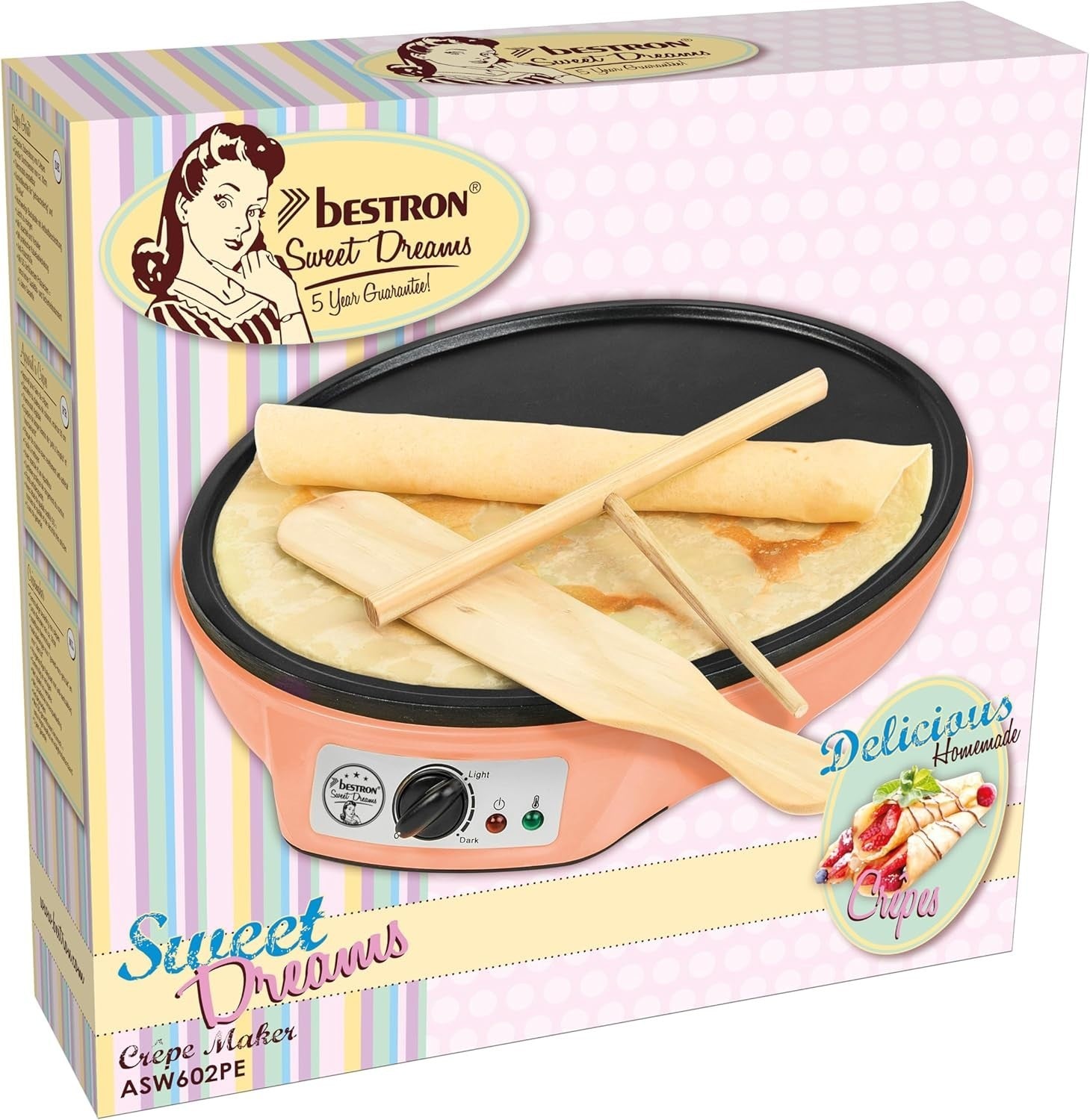 12" Electric Crepe Pancake Maker 1000W Non-Stick Adjustable Temp Orange