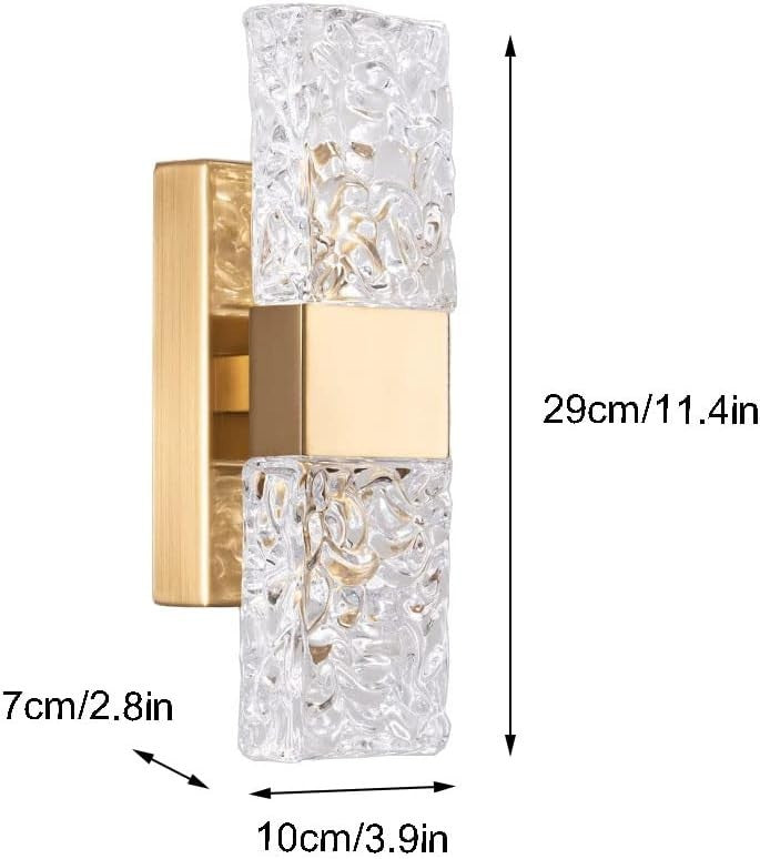 Golden LED Wall Light Fixture with Nordic Crystal, Energy Saving, Indoor