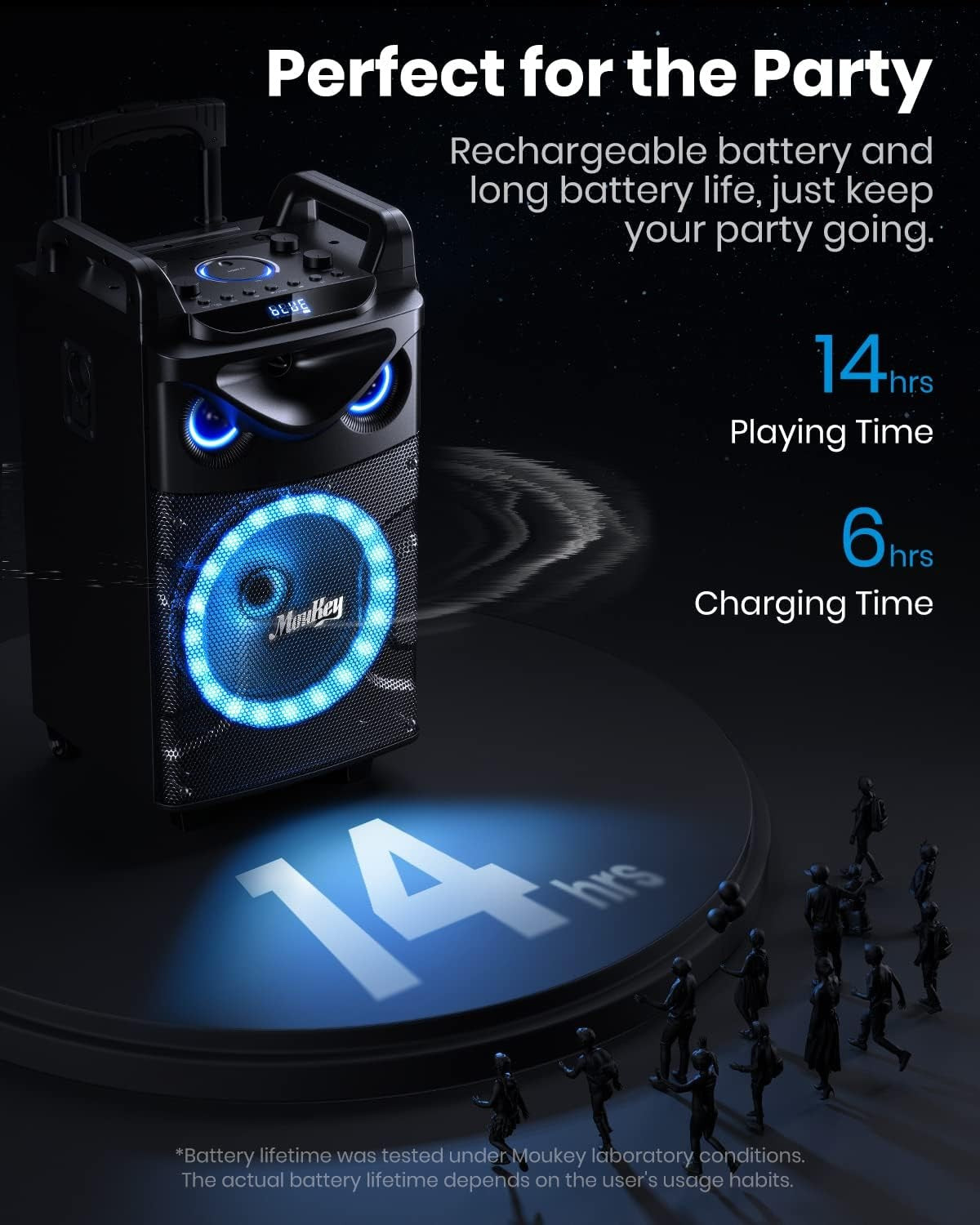 Portable Karaoke Speaker 10" Subwoofer 2 Wireless Mics
