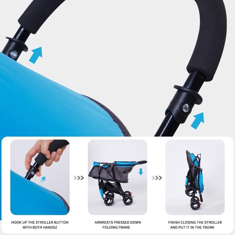 Pet Stroller for Small Dogs Cats Foldable Travel Pushchair Rain Cover