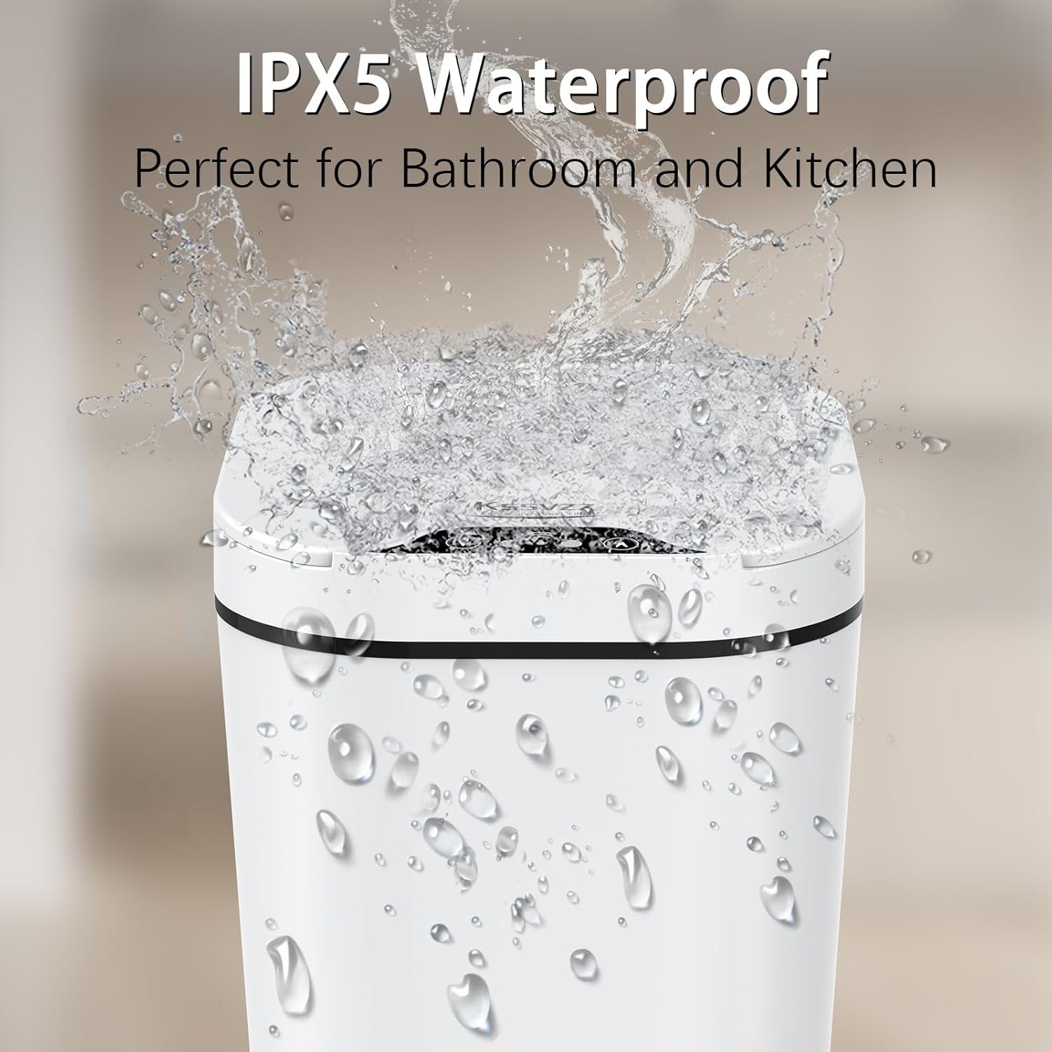 2 Pack 10L Touchless Bathroom Sensor Bins Slim Waterproof White