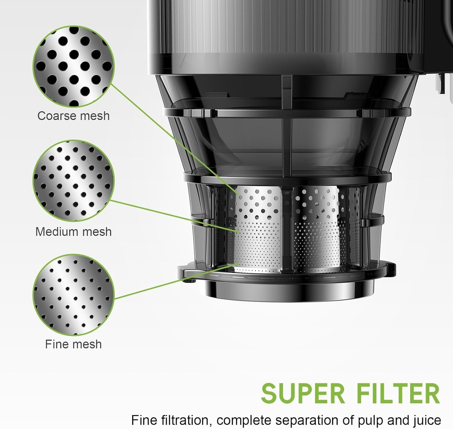 Cold Press Juicer 130mm Wide Feed Chute Whole Fruit High Yield 250W