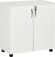 White Lockable Filing Cabinet Office Storage Cupboard 2 Door 2 Tier Shelves