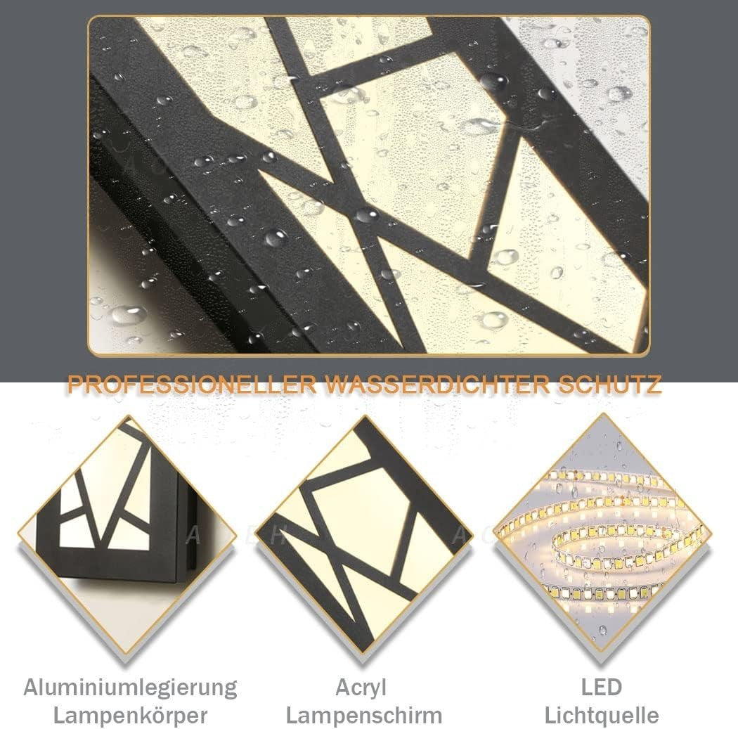 Waterproof LED Outdoor Wall Light IP65 Black Aluminum Porch Lamp 100cm