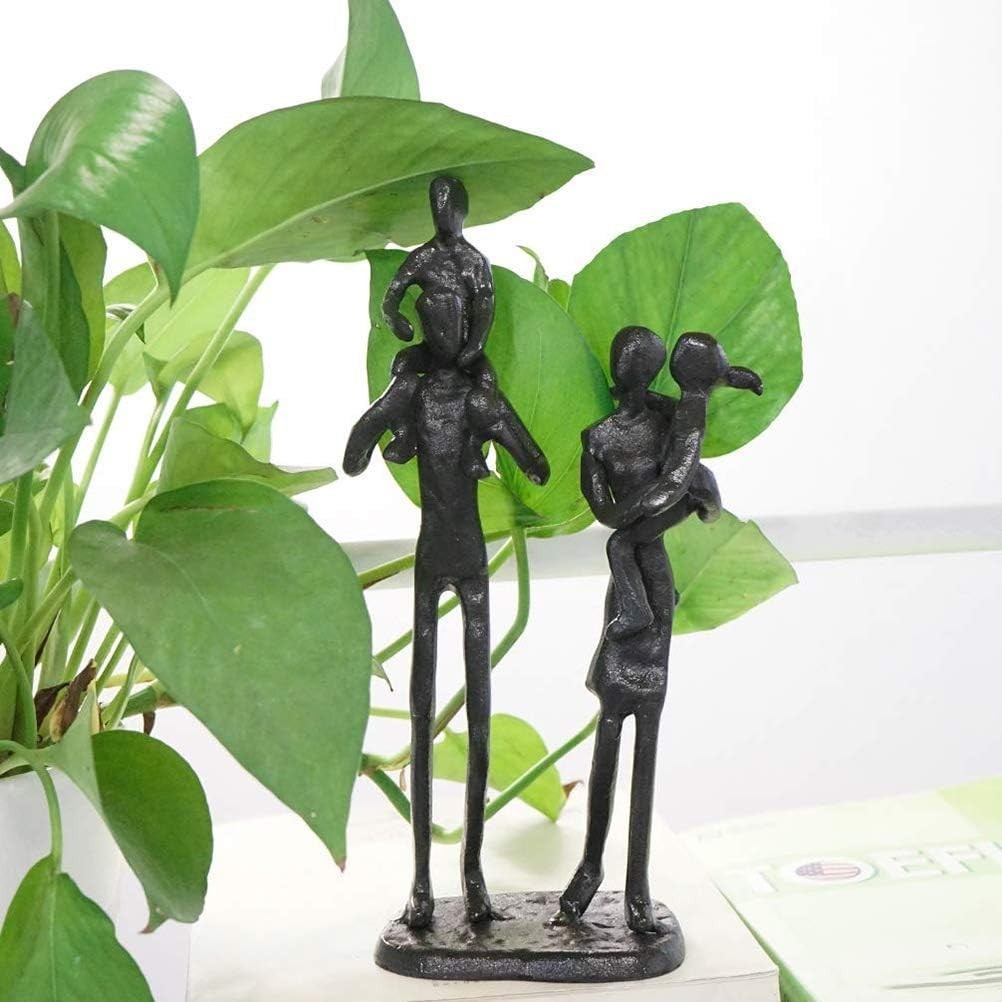 Metal Family Sculpture Cast Iron Abstract Figurine Home Decor Gift