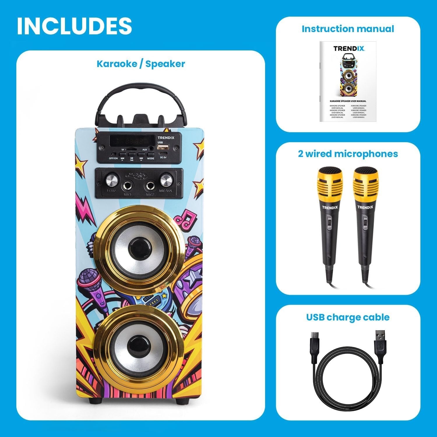 Gold Star Kids Karaoke Machine Bluetooth FM USB Micro SD