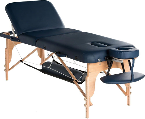 Liftback Massage Table 7cm Foam w/ Face Cradle Arms Shelf Carry Case Navy