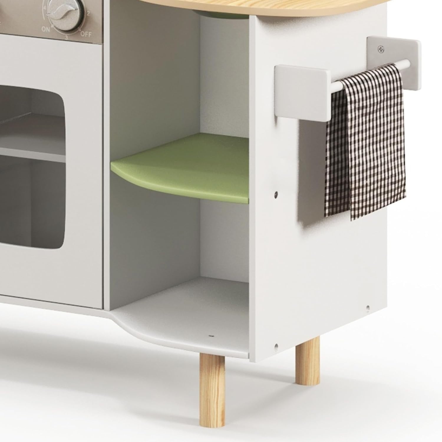 Kids Wooden Play Kitchen w/ Ice Maker Phone Sink White Toy