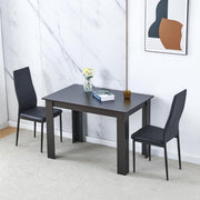Black Walnut Dining Table Set 2 Faux Leather Chairs Small Kitchen