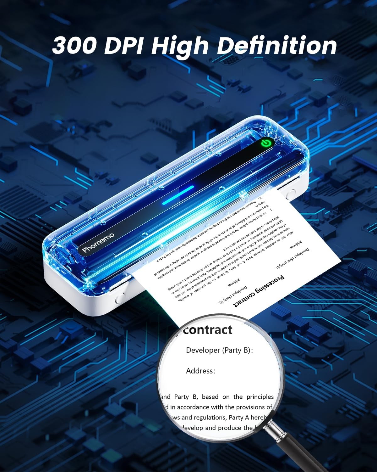 Portable A4 Inkless Thermal Printer Wireless & USB High‑Definition 304 DPI