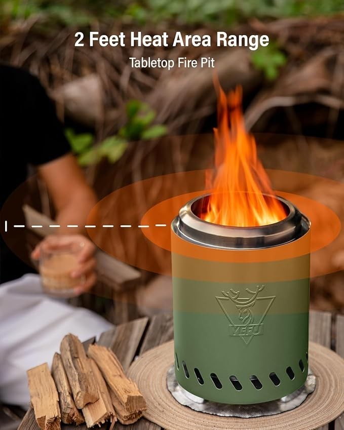 Smokeless Tabletop Fire Pit Portable Wood Pellet Burner Safe Indoor Outdoor