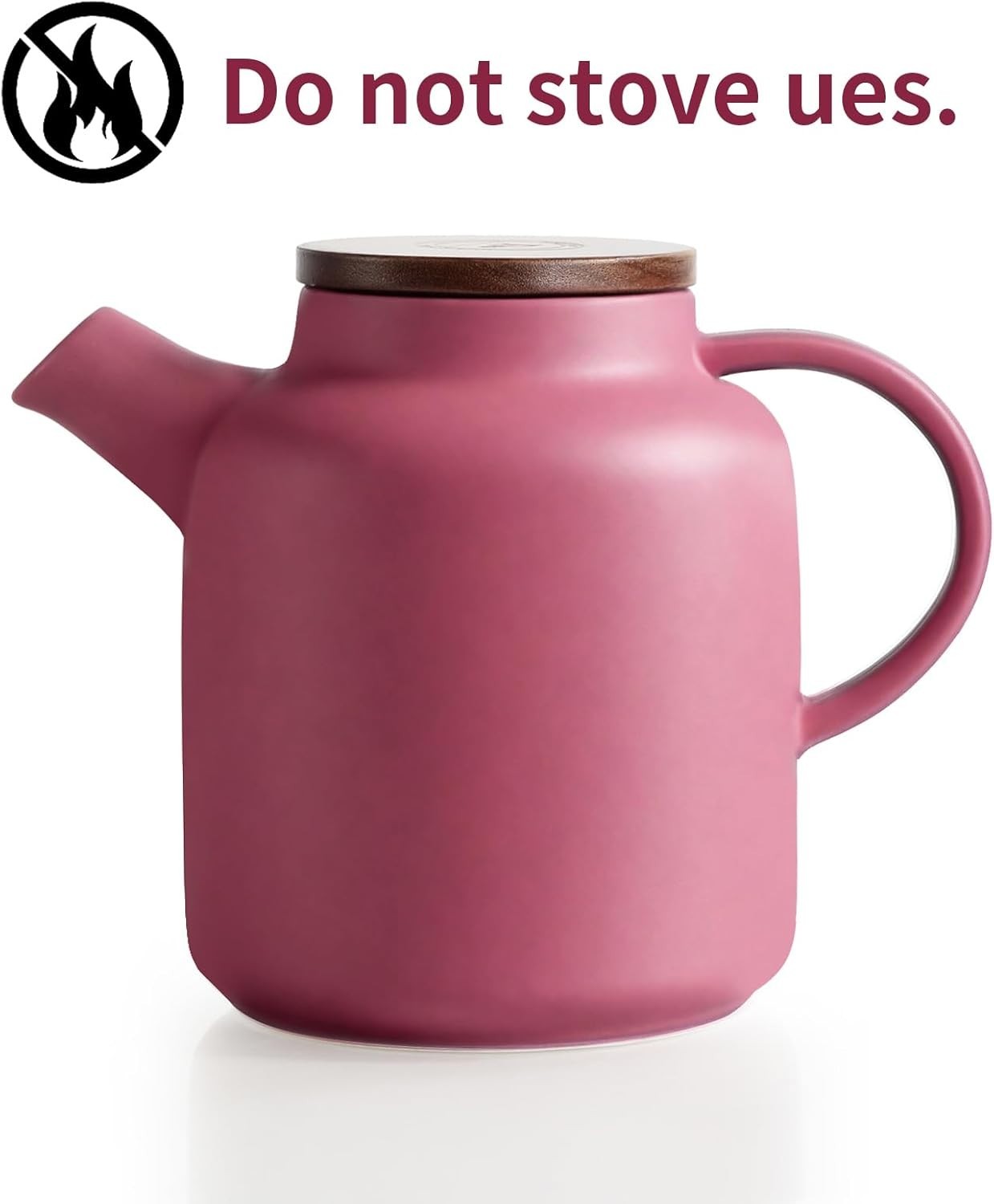 Large Ceramic Teapot 1500ml Purple with Infuser Wood Lid Loose Leaf Tea