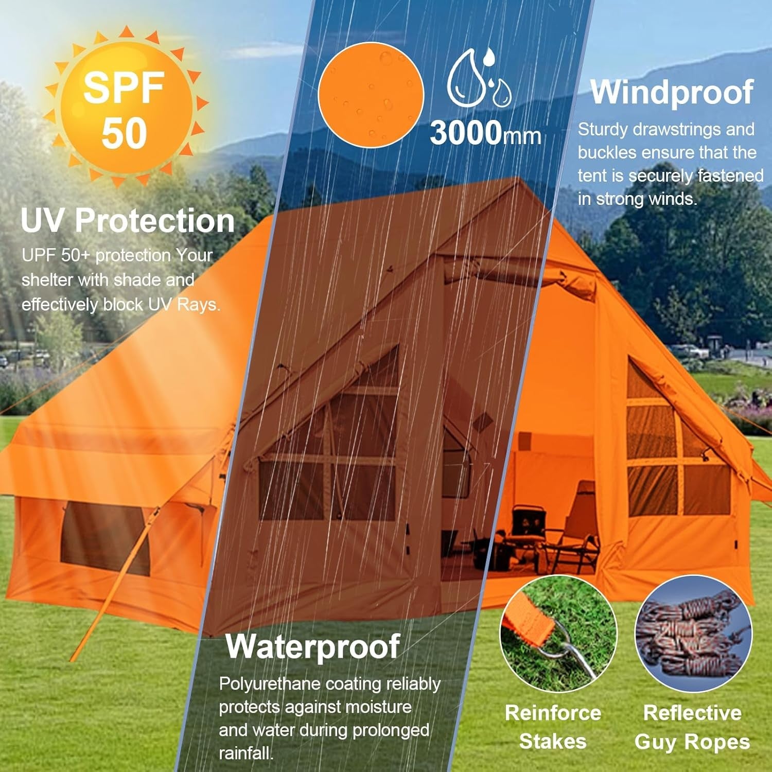 4 Person Inflatable Camping Tent with Pump Waterproof Air House