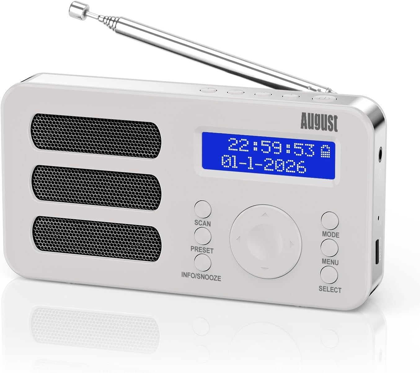 Portable DAB/DAB+/FM Digital Radio with Alarm, Rechargeable & AUX