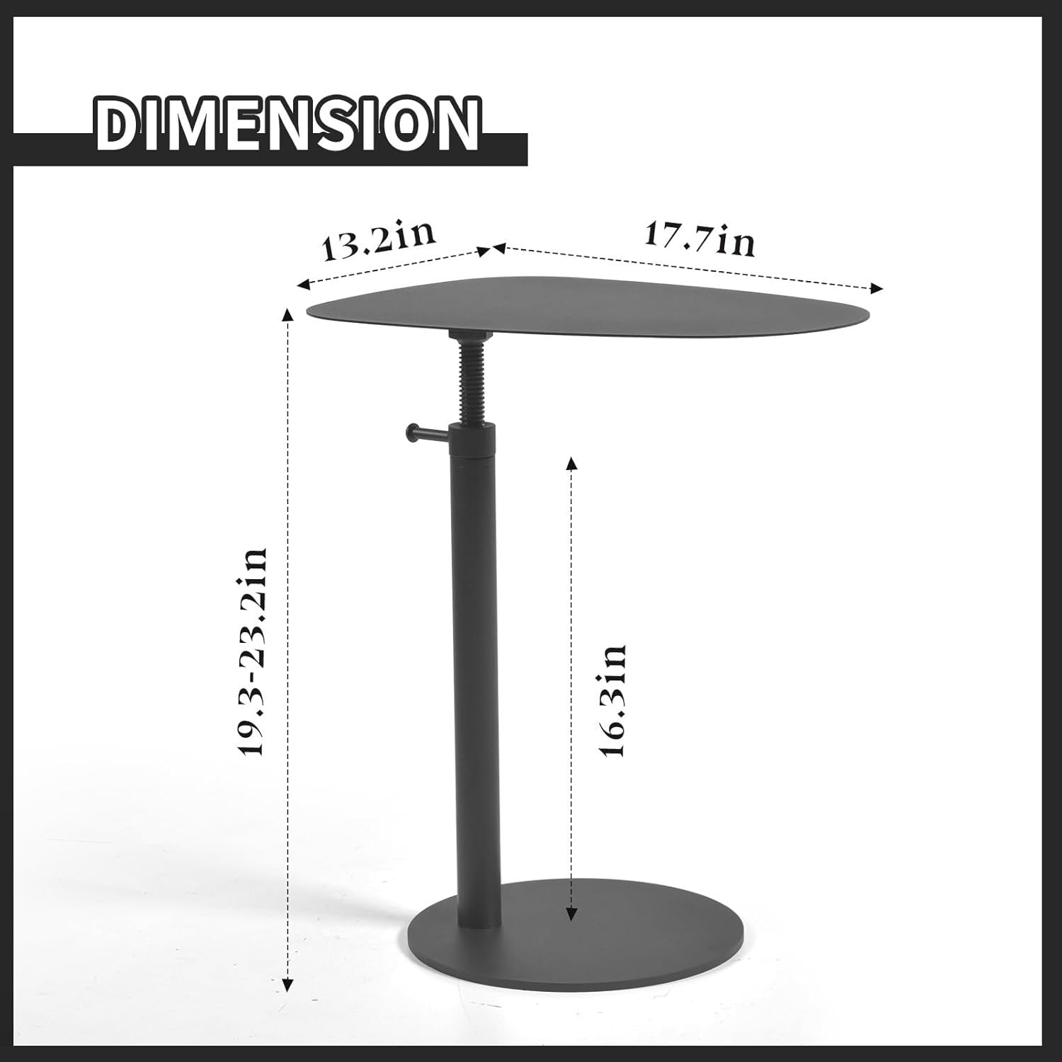 C Shaped Black Metal End Table Sofa Bedside Laptop Stand Small Space
