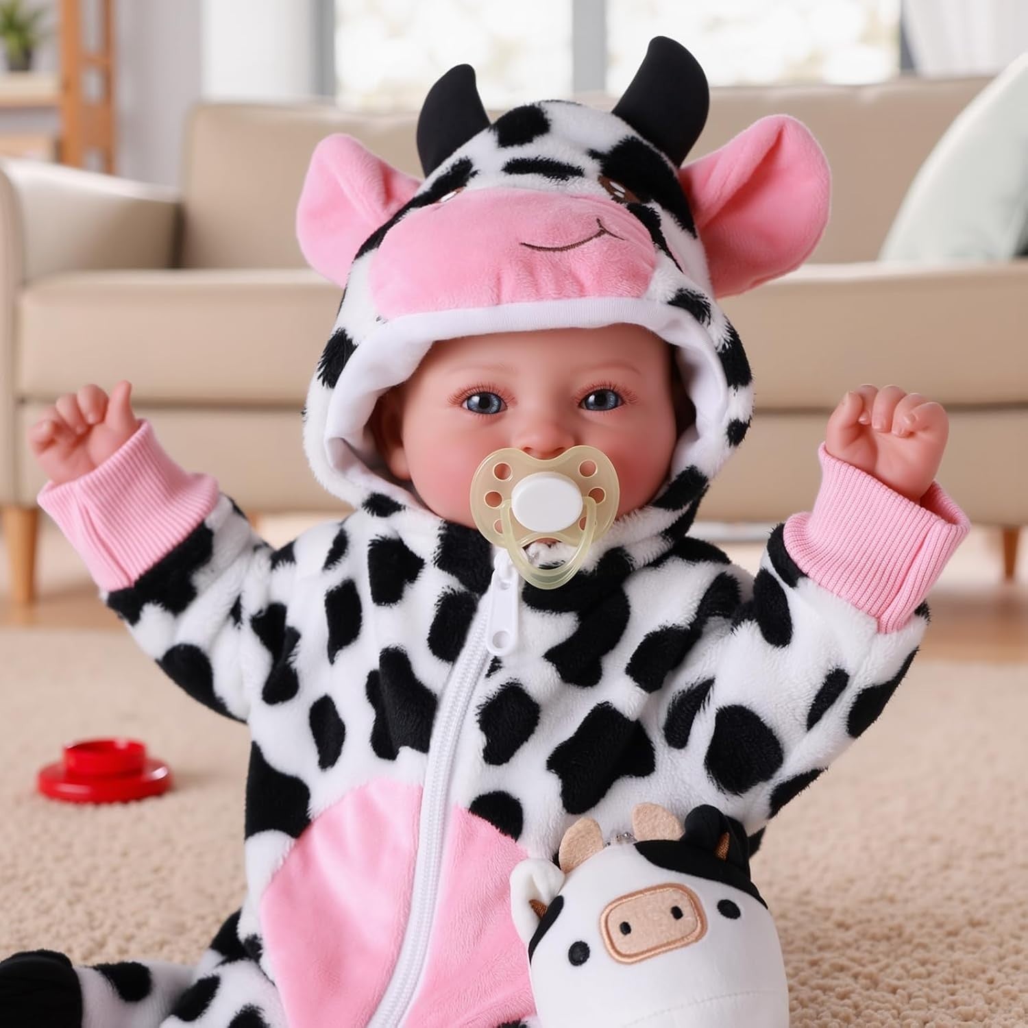 17” Reborn Baby Doll Soft Body Cow Outfit Newborn Set