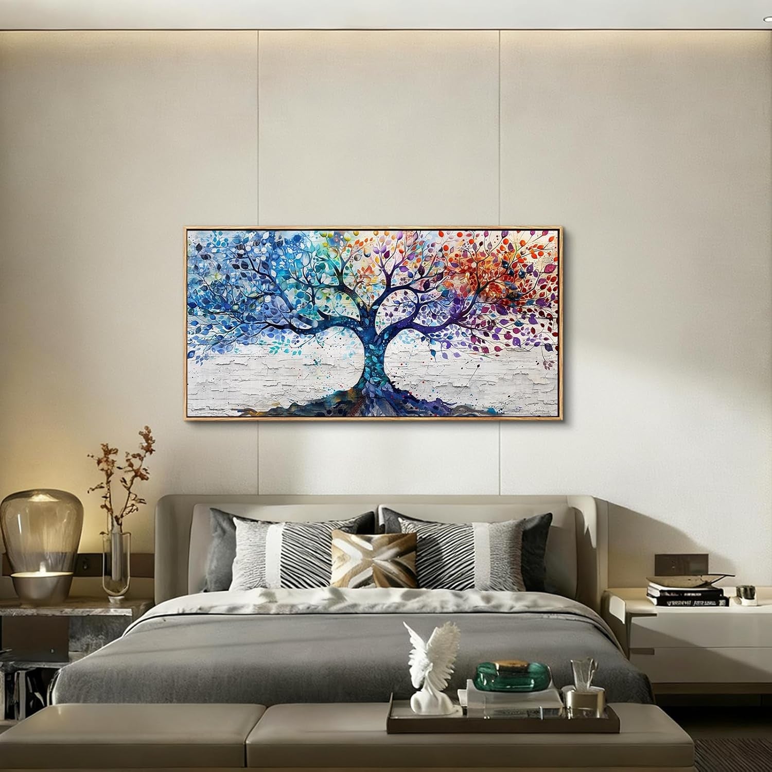 Tree of Life Canvas Wall Art Framed 120x60 cm Colorful Botanical Decor