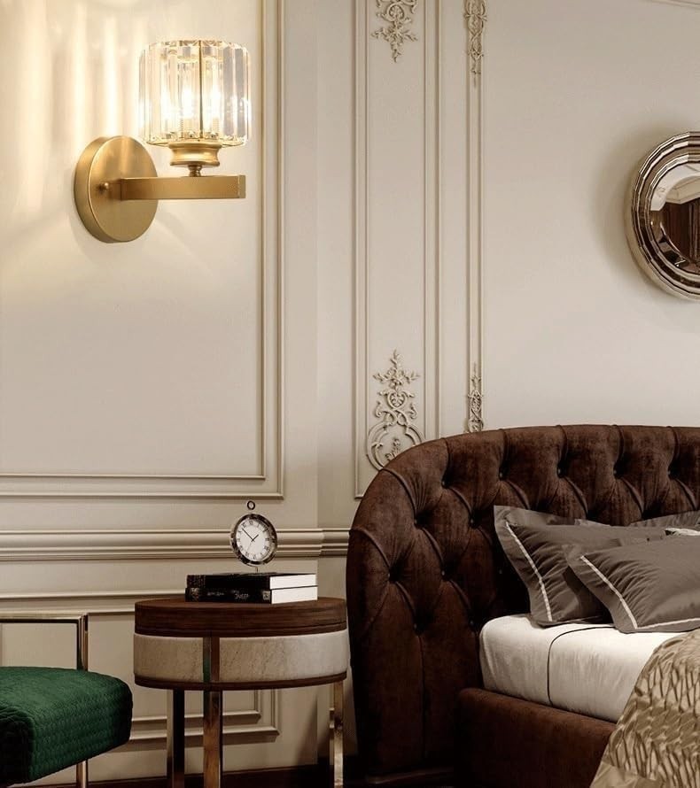 Cordless Gold Glass Wall Sconces Set of 2, Remote Dimmable Battery Lights