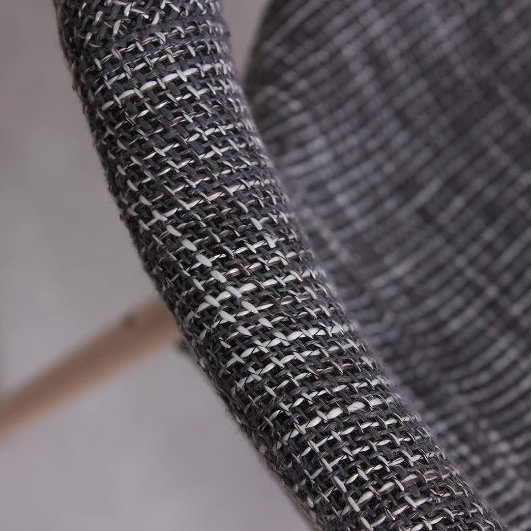 Dark Grey Fabric Armchair Round Tub Chair Wooden Legs