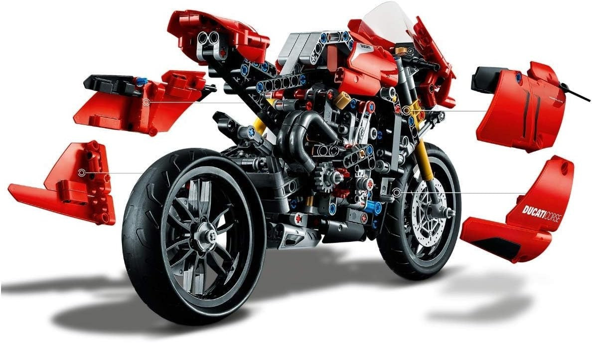 Motorbike Model Kit 646pcs Red Superbike Build Set for Adults & Kids