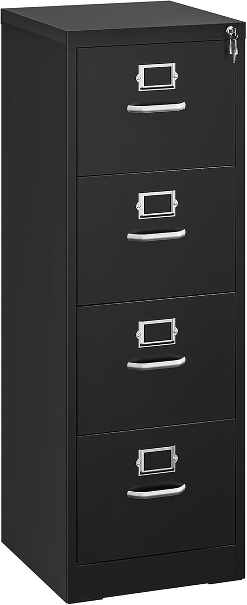 Black 4 Drawer Locking Filing Cabinet Steel A4 Legal Vertical Storage Safe