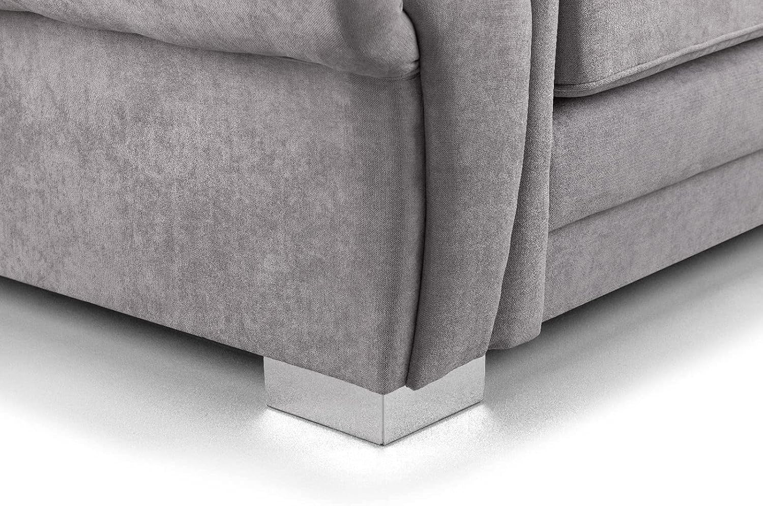 4 Seater Grey Fabric 2C1 Right Hand Corner Sofa with Plush Cushions