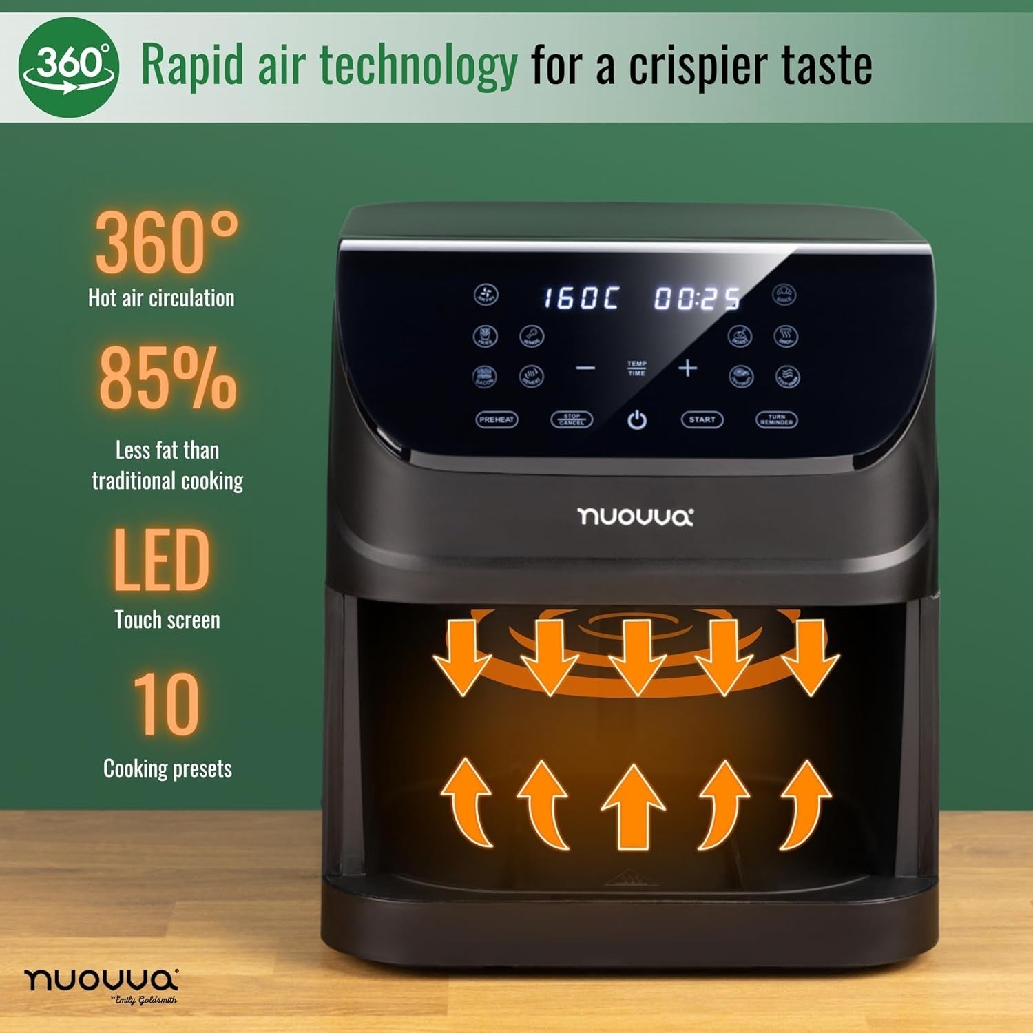 6L Digital Air Fryer 1500W Oil-Free Cooker Timer Temp Control Family Use