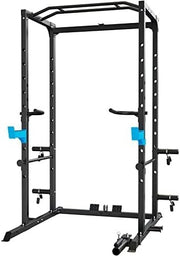Multi-Function Power Rack Black with Pull Up Bar & Adjustable J-Hooks