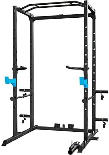 Multi-Function Power Rack Black with Pull Up Bar & Adjustable J-Hooks