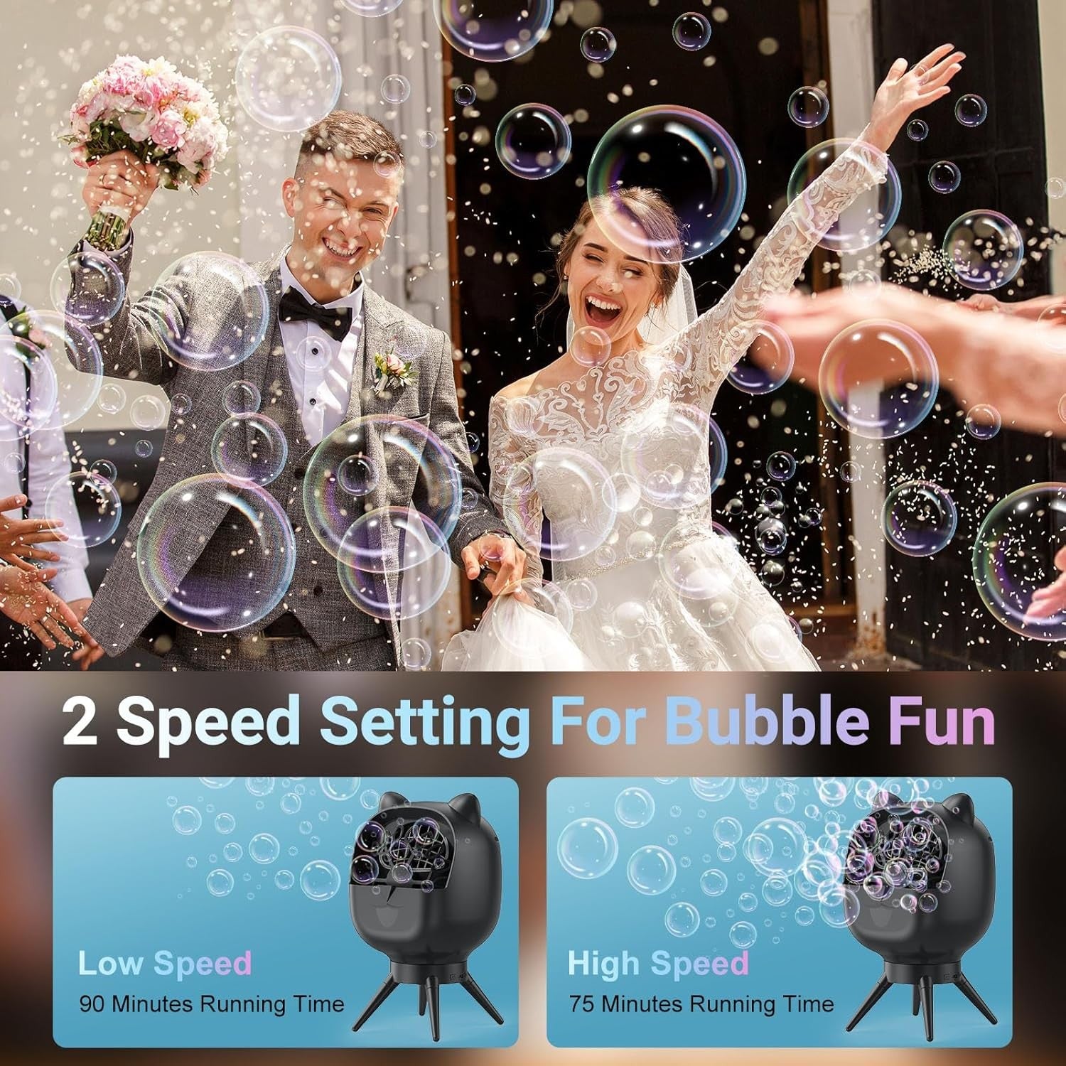 Rechargeable Bubble Machine 38000 Rotating 500ML Party Blower