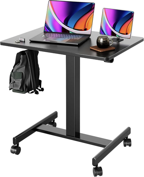 Mobile Standing Desk Height Adjustable Laptop Table Rolling Office Desk 65x48cm