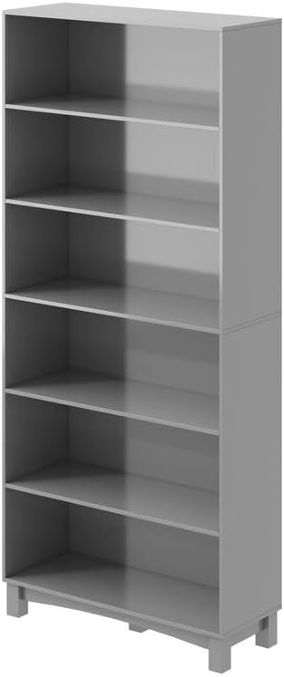 5/6 Tier Wooden Bookcase Storage Shelving Unit with Multiple Shelves, Grey