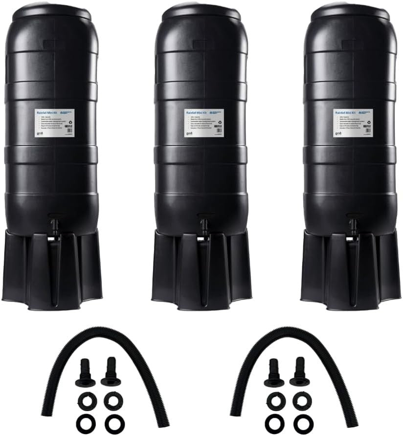 Triple 100L Slimline Water Butt Kit With Stand & Diverter | Space Rain Saver