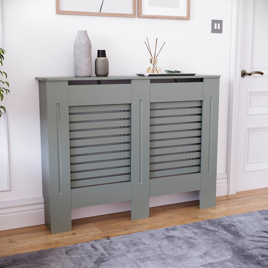 Medium Olive Grey Radiator Cover MDF Cabinet Modern Style 111x82x19cm