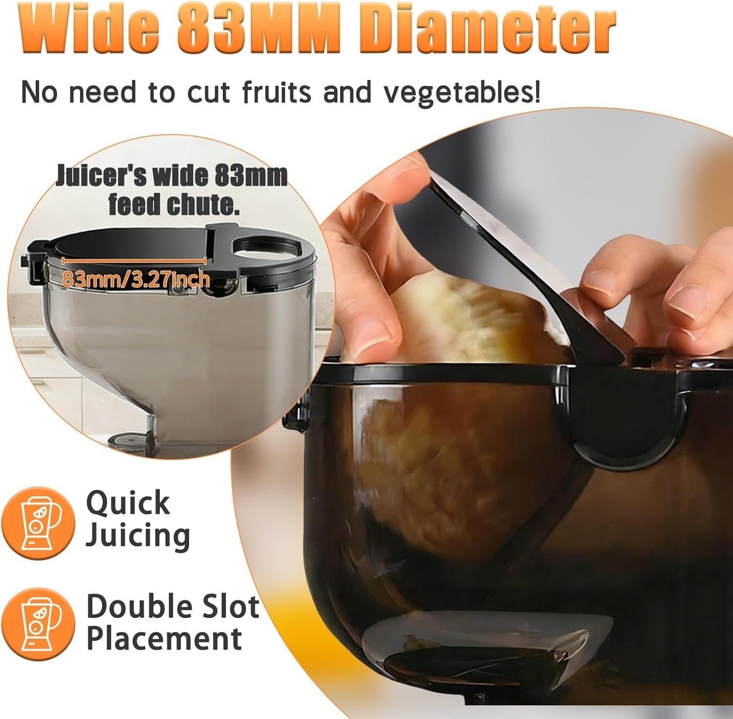 Cold Press Juicer 500W 83mm Wide Chute Slow Masticating High Yield Extractor