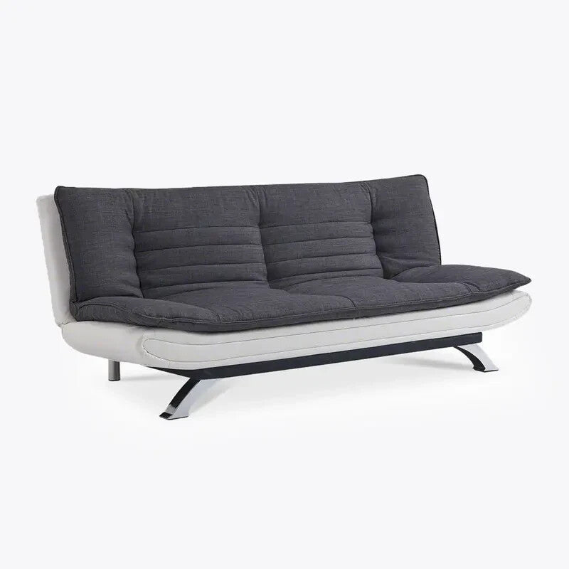Charcoal Fabric Sofa Bed Futon 3 Seater Clic Clac White Faux Leather