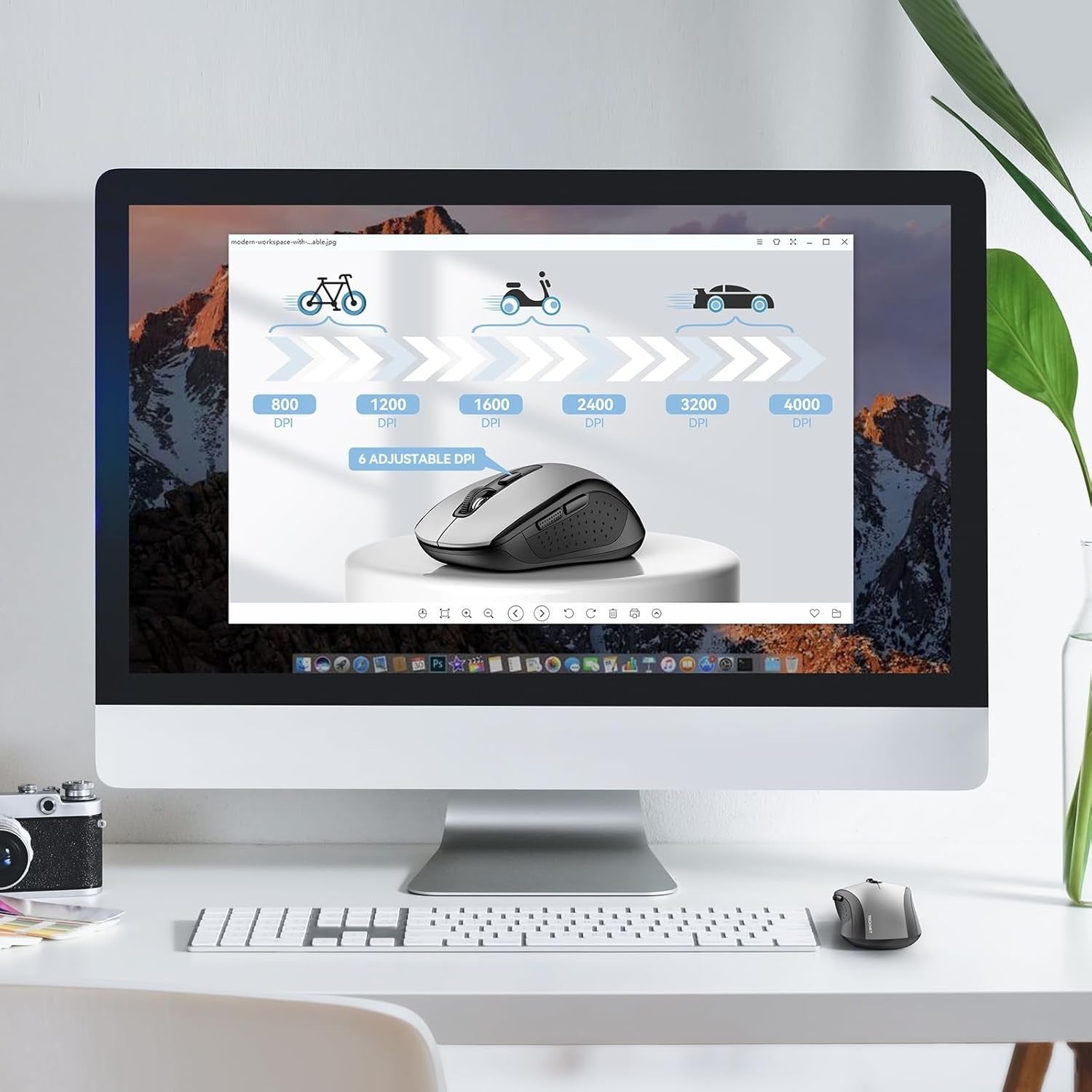 Slim Wireless Bluetooth Mouse 4000 DPI Multi Device Ergonomic Silent Clicks