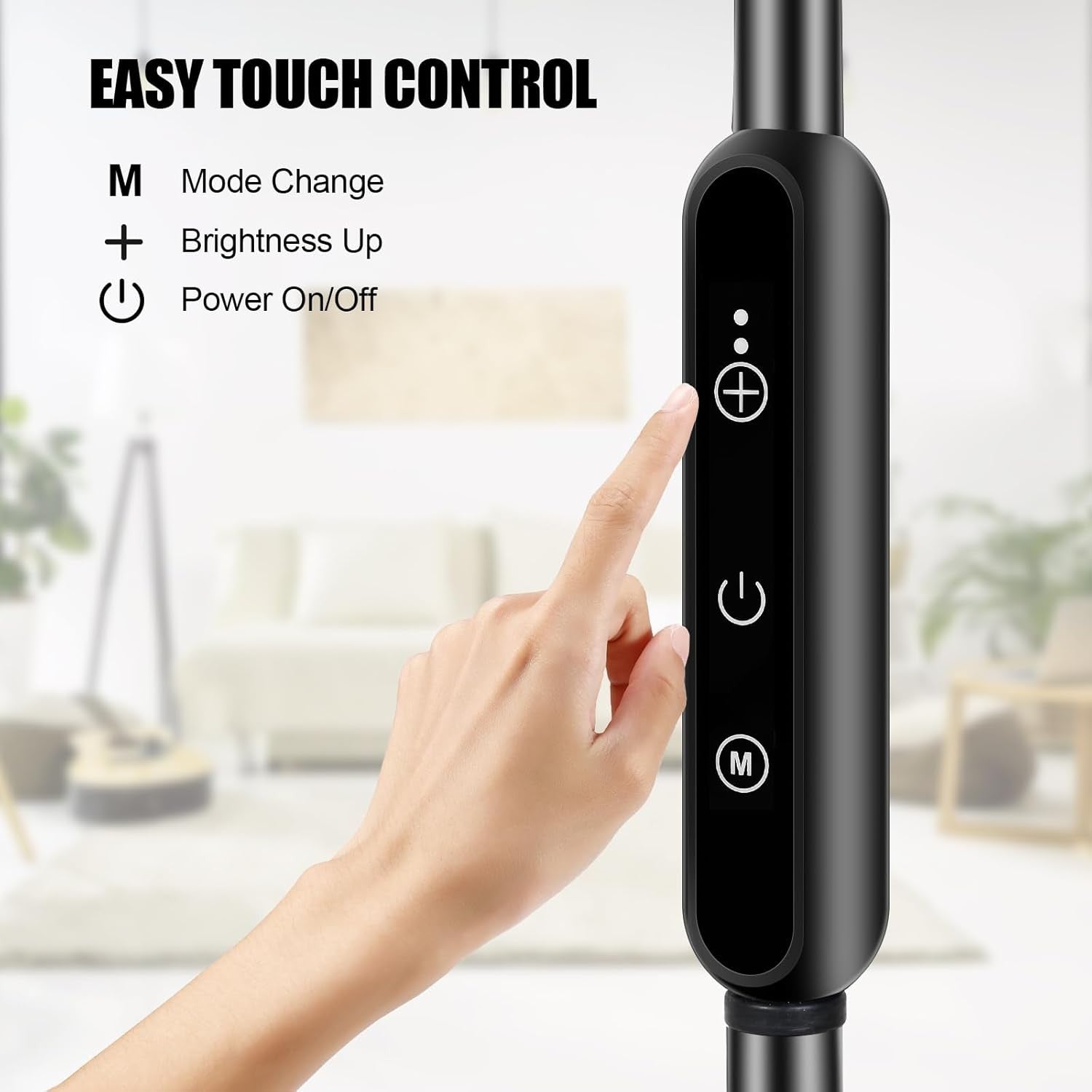 LED Floor Lamp Touch Dimmable Gooseneck Reading Light Adjustable Black
