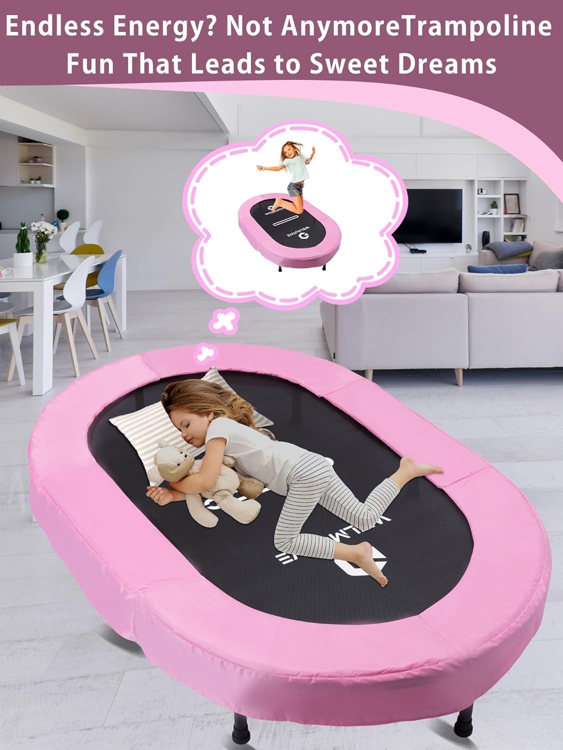 Oval Indoor Trampoline for Two Quiet Rebounder 40 Springs 150KG