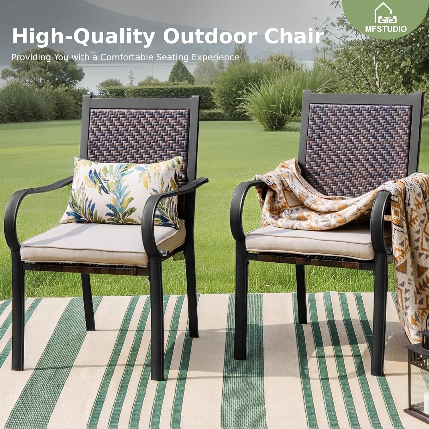 5pc Rattan Garden Furniture Set Patio Table Chairs Cushions Outdoor Dining