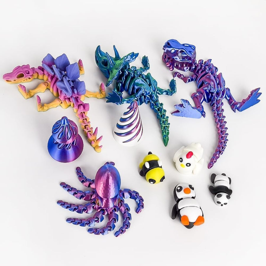 10PCS 3D Printed Fidget Toys Animals Dinosaurs Spiral Cone Stress Relief