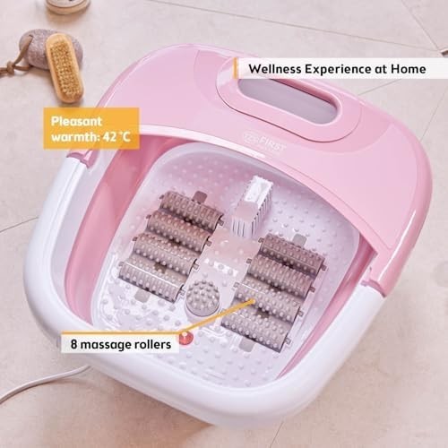 Foldable Electric Foot Spa Massager With Heat Bubbles Infrared Rollers