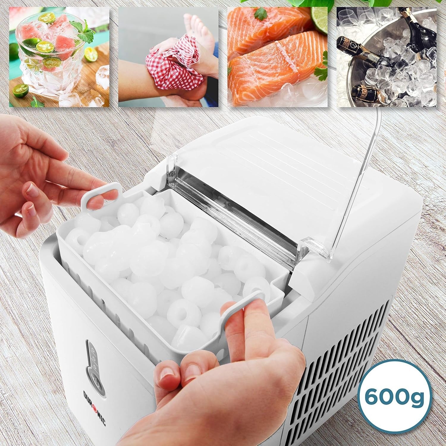 Portable Countertop Ice Maker | Fast 7-Min Cubes | 12kg/24h | Self Cleaning