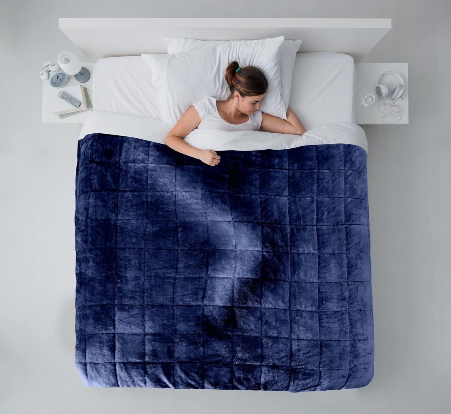 6.9kg Weighted Sherpa Blanket Navy Blue 60x80" (150x203cm) Cozy