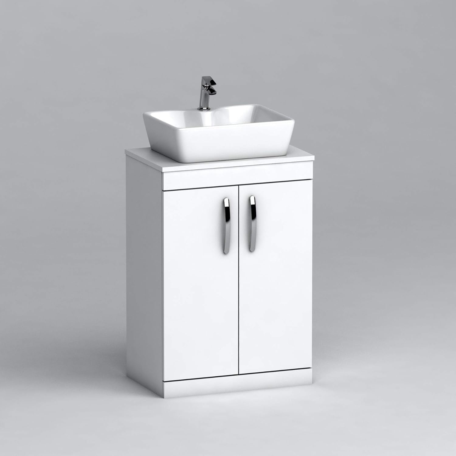 800mm White Floor Standing Bathroom Vanity Unit with Basin 2 Door Sink Cabinet