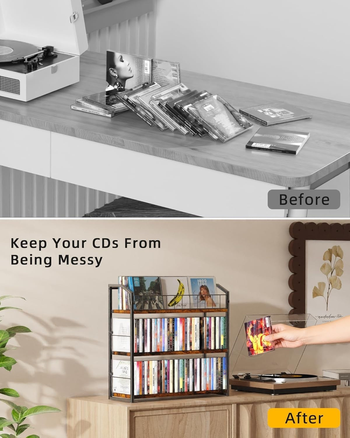 3 Tier CD Storage Rack Holds 123 CDs Desktop Display Shelf Organizer