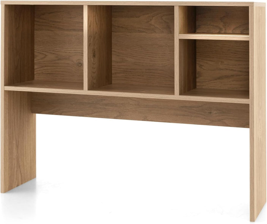 94cm Natural Desk Hutch – 4-Compartment Wooden Desktop Bookshelf Organizer