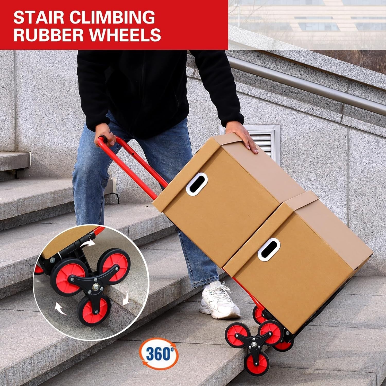 Stair Climbing Hand Truck 200lb Folding Dolly Cart 6 Wheel Trolley