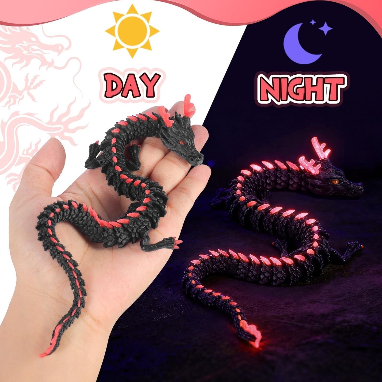 Glow in Dark Articulated Dragon Egg 12in Fantasy Fidget Desk Toy