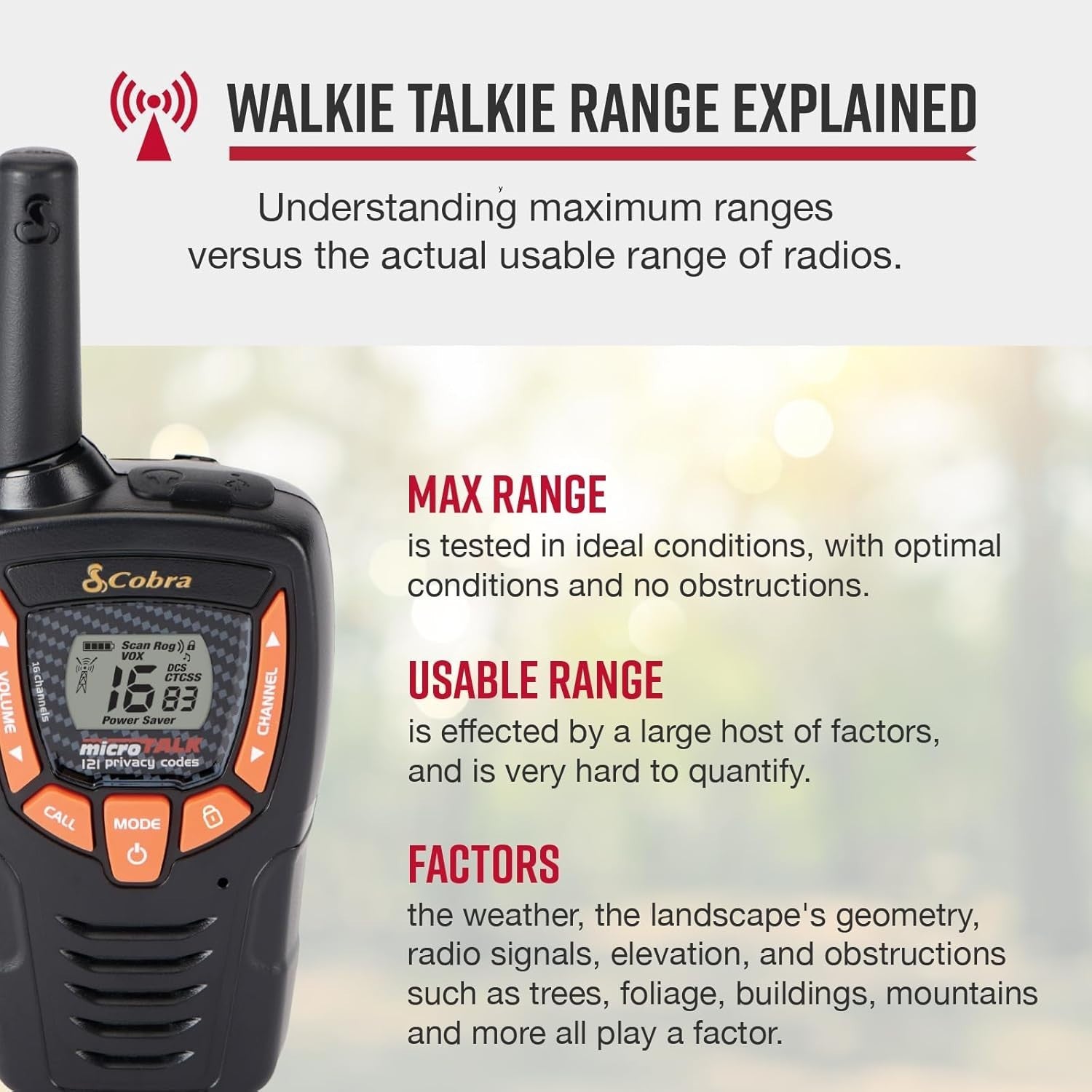 Compact Walkie Talkies 2 Pack 8KM Range VOX Weather Resistant Radio